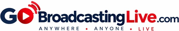 GoBroadcastingLive.com logo — Anywhere, Anyone, Live